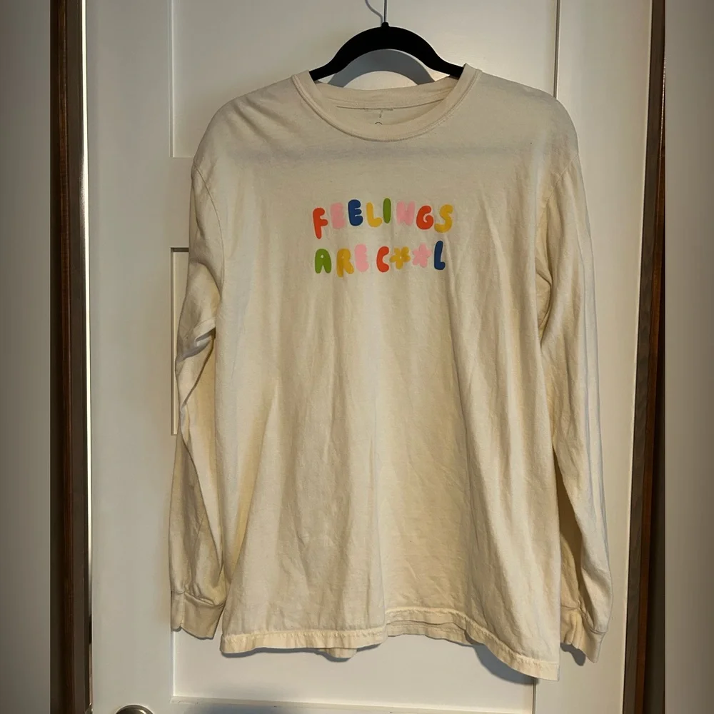 Lonely Ghost Feelings Are Cool Graphic Tee Shirt Long Sleeve Crewneck Medium Top